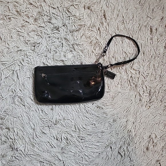 Coach Wristlet Mini Purse Clutch Wrislet Bag Black C Logo Silver Tone Hardware - Picture 11 of 14